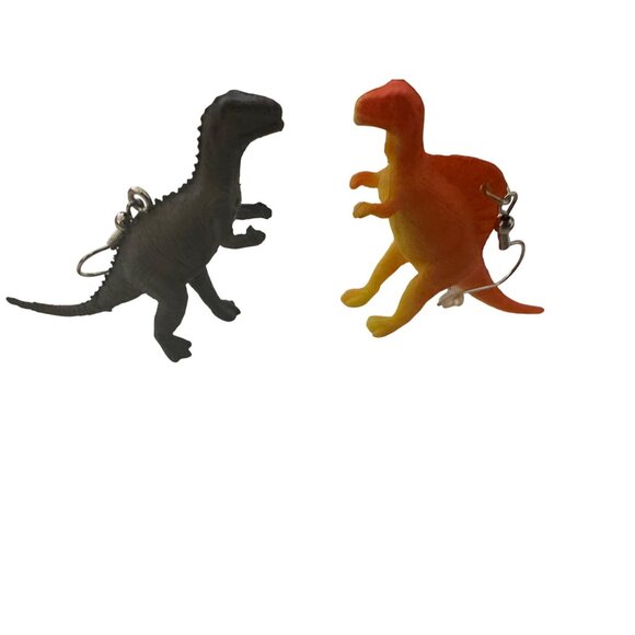 Dinosaur Earrings, Tyrannosaurus Rex Dangle Drop Earrings, Novelty Jewelry - Picture 1 of 3